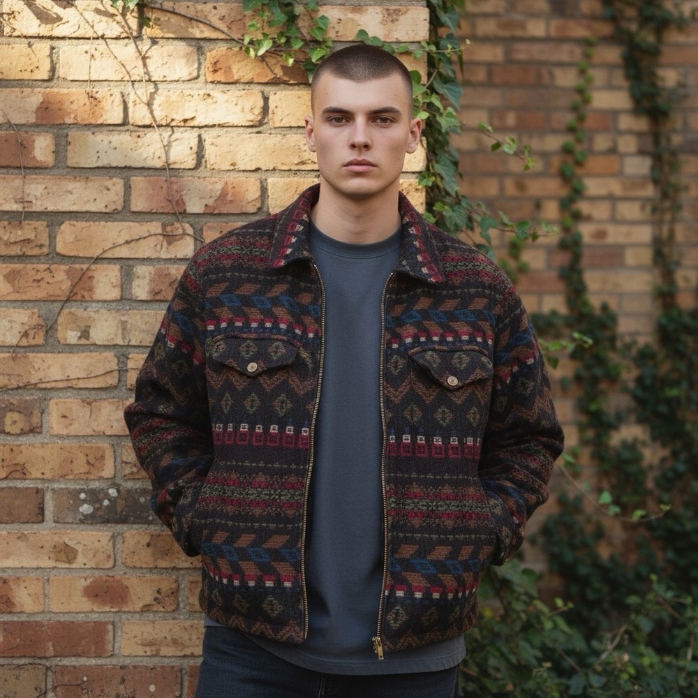 Vintage Woolrich Southwestern Blanket Jacket Coat Chore Coat Barn Jacket size XL